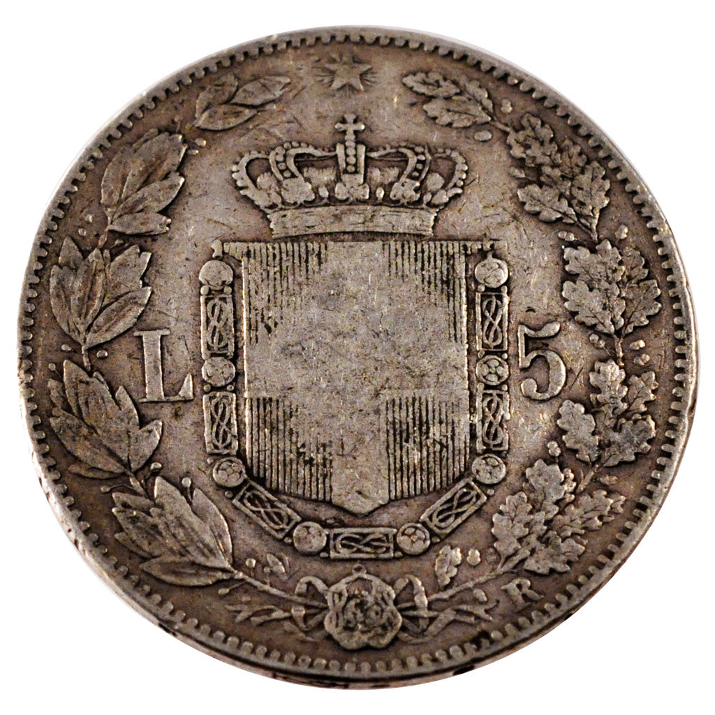 ITALY, 5 Lire, 1879, Rome, KM #20, VF(30-35), Silver, 24.72