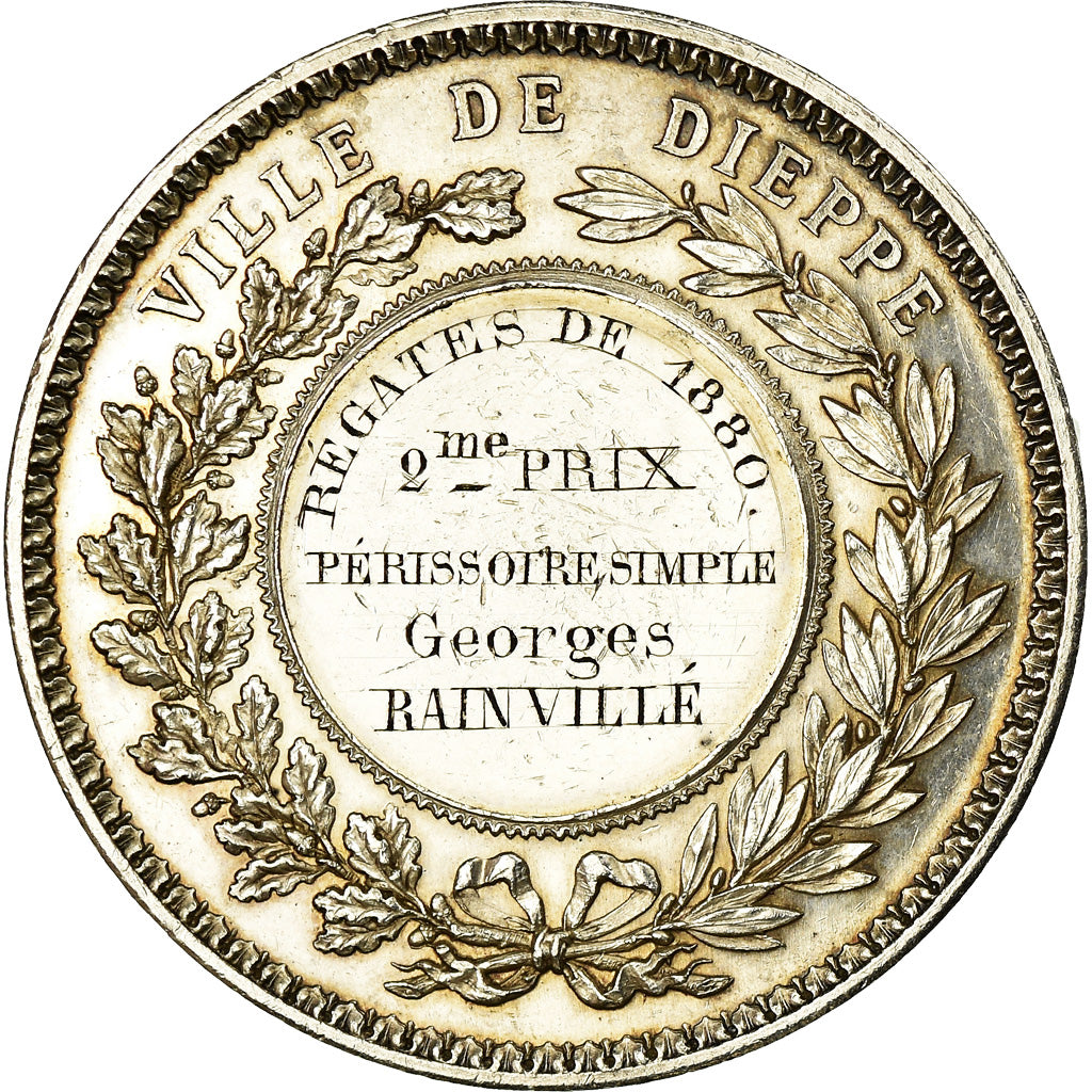 France, Medal, Régates, Ville de Dieppe, Shipping, 1880, Hamel, MS(60-62)