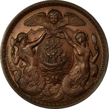 France, Medal, Régates, Ville de Dieppe, Shipping, 1878, Hamel, MS(63), Copper