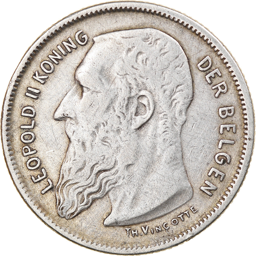 Coin, Belgium, Leopold II, 2 Francs, 2 Frank, 1909, EF(40-45), Silver, KM:59