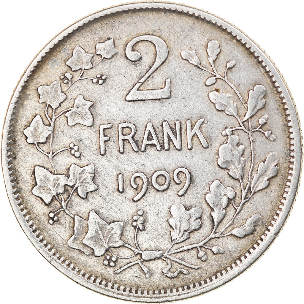 Coin, Belgium, Leopold II, 2 Francs, 2 Frank, 1909, EF(40-45), Silver, KM:59
