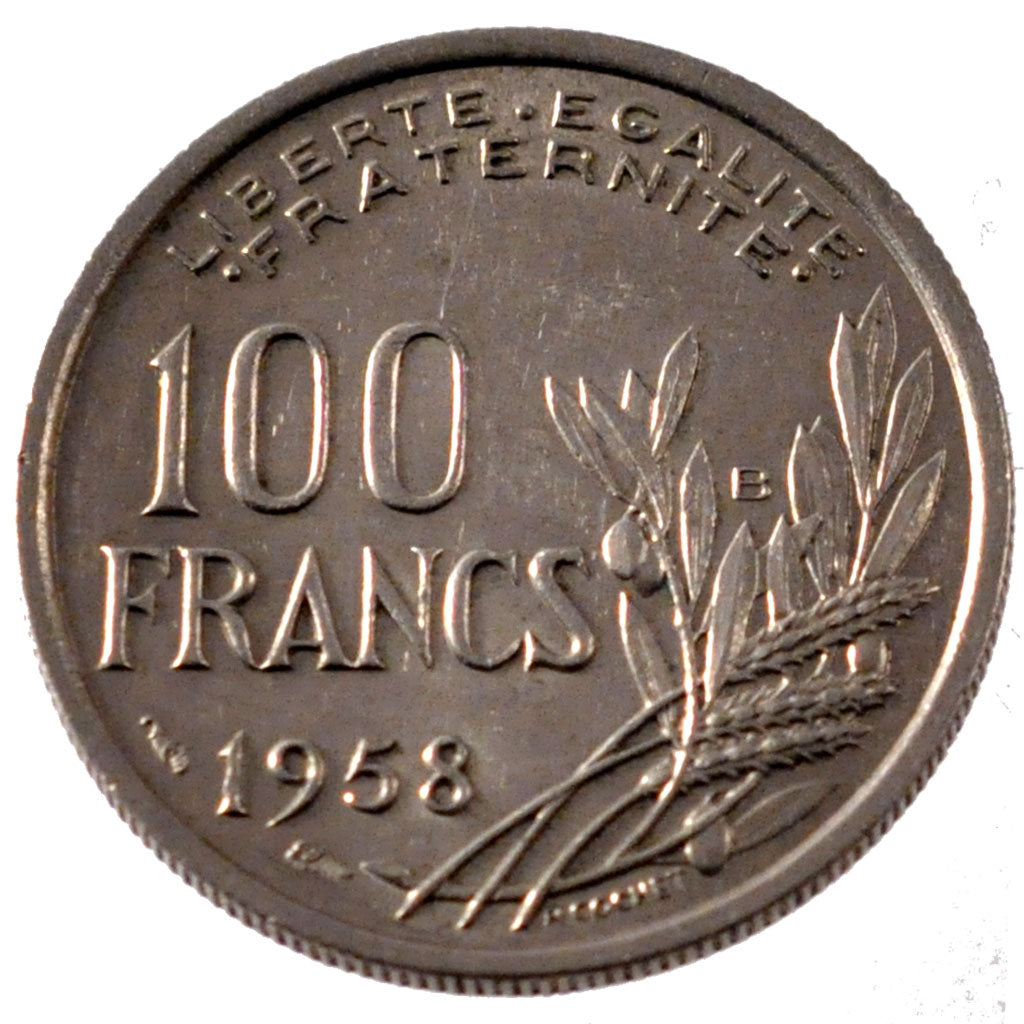 FRANCE, 100 Francs, 1958, MS(63), Cupro-nickel, Gadoury #897, 5.96