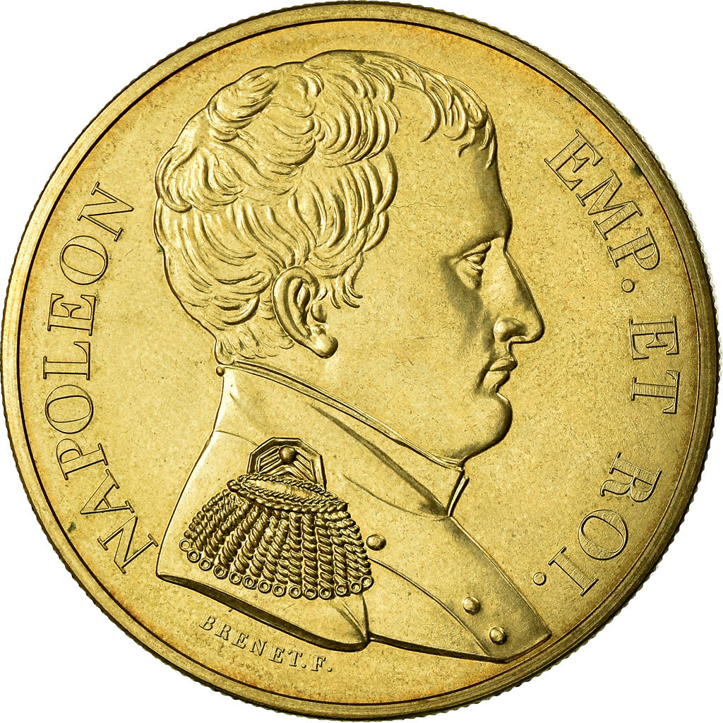 France, Medal, Napoléon Empereur et Roi, Brenet, MS(64), Copper Gilt
