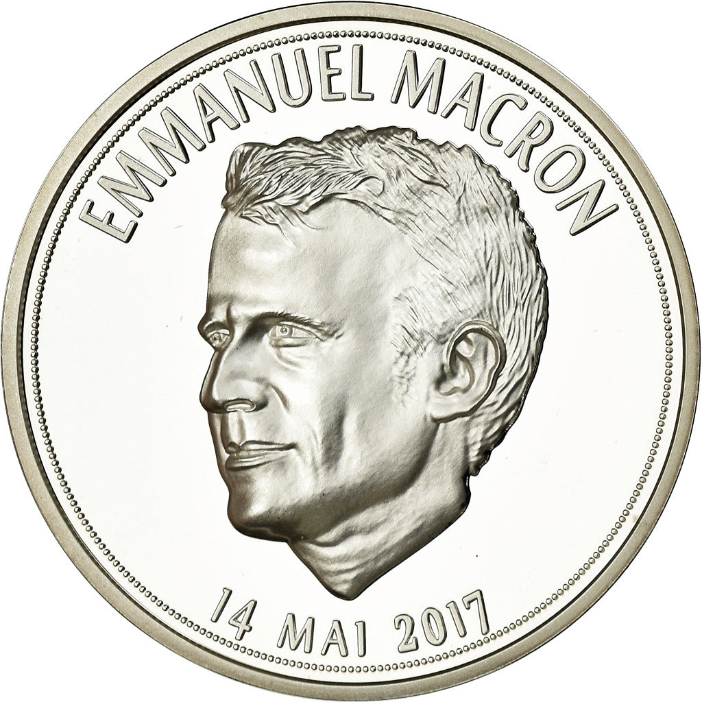 France, Medal, Les Présidents de la République, E.Macron, MS(65-70), Copper