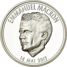 France, Medal, Les Présidents de la République, E.Macron, MS(65-70), Copper