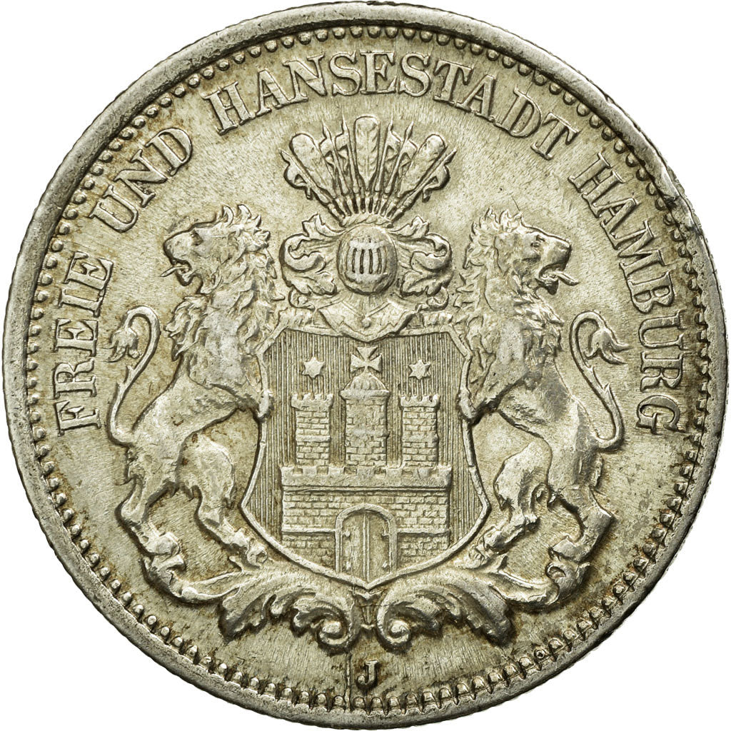 Coin, German States, HAMBURG, 2 Mark, 1905, Hamburg, AU(50-53), Silver
