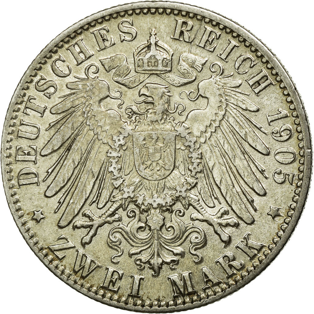 Coin, German States, HAMBURG, 2 Mark, 1905, Hamburg, AU(50-53), Silver