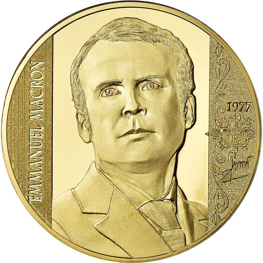 France, Médaille, Emmanuel Macron, Les Plus Grands Français, FDC, Copper Gilt