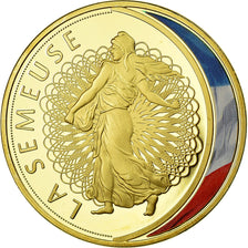 France, Médaille, Les Emblèmes Français, La Semeuse, FDC, Copper Gilt