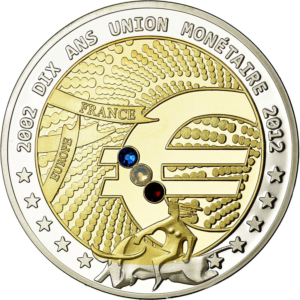 France, Médaille, 10 ans de l'Euro, Politics, Society, War, 2012, FDC, Copper