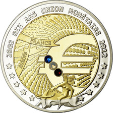France, Médaille, 10 ans de l'Euro, Politics, Society, War, 2012, FDC, Copper
