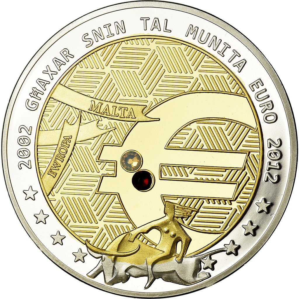 Malta, Medal, 10 ans de l'Euro, Politics, Society, War, 2012, MS(65-70), Copper