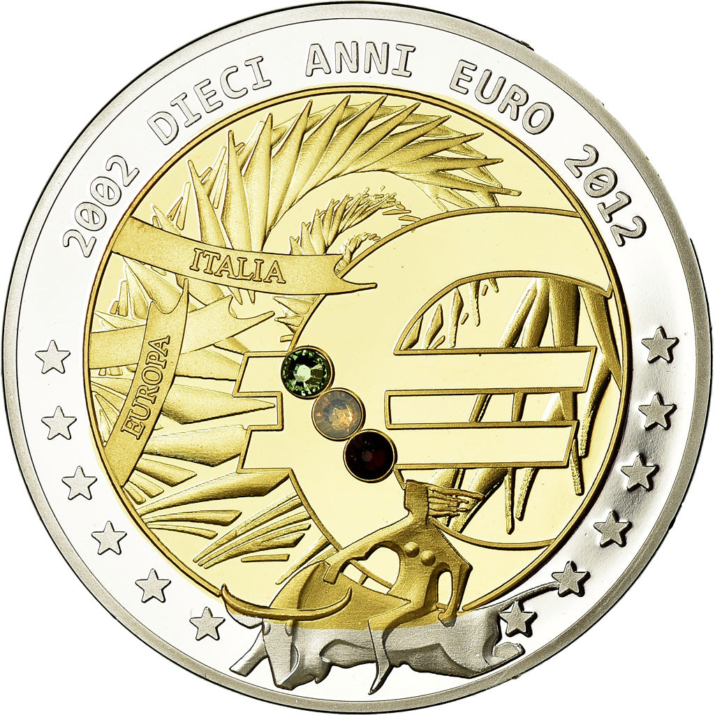 Italie, Médaille, 10 ans de l'Euro, Politics, Society, War, 2012, FDC, Copper
