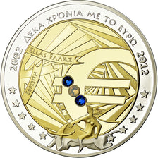 Greece, Medal, 10 ans de l'Euro, Politics, Society, War, 2012, MS(65-70), Copper