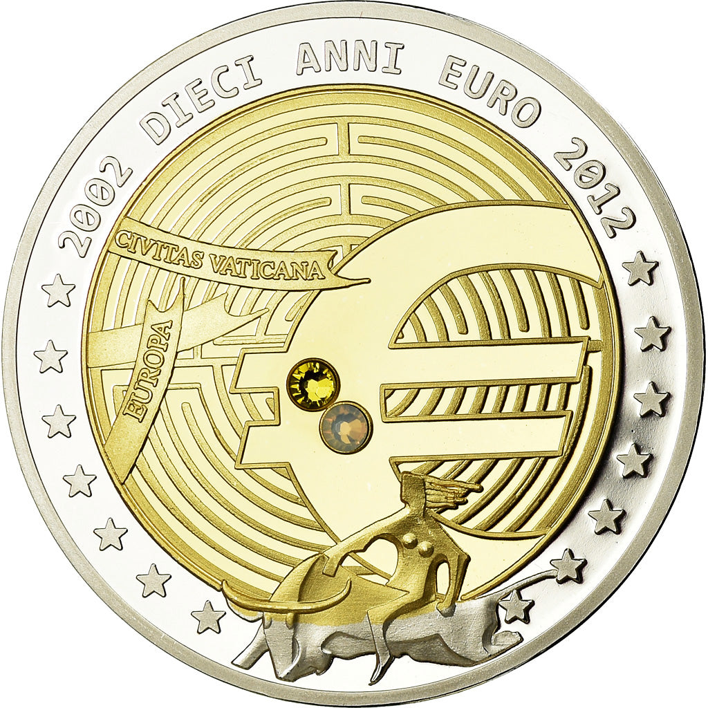 Vatican, Medal, 10 ans de l'Euro, Politics, Society, War, 2012, MS(65-70)