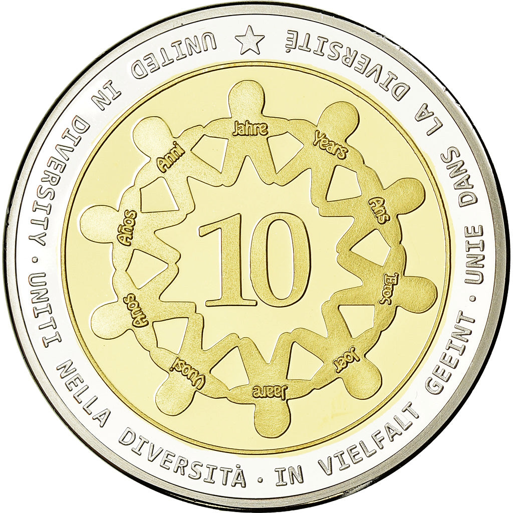 Vatican, Medal, 10 ans de l'Euro, Politics, Society, War, 2012, MS(65-70)