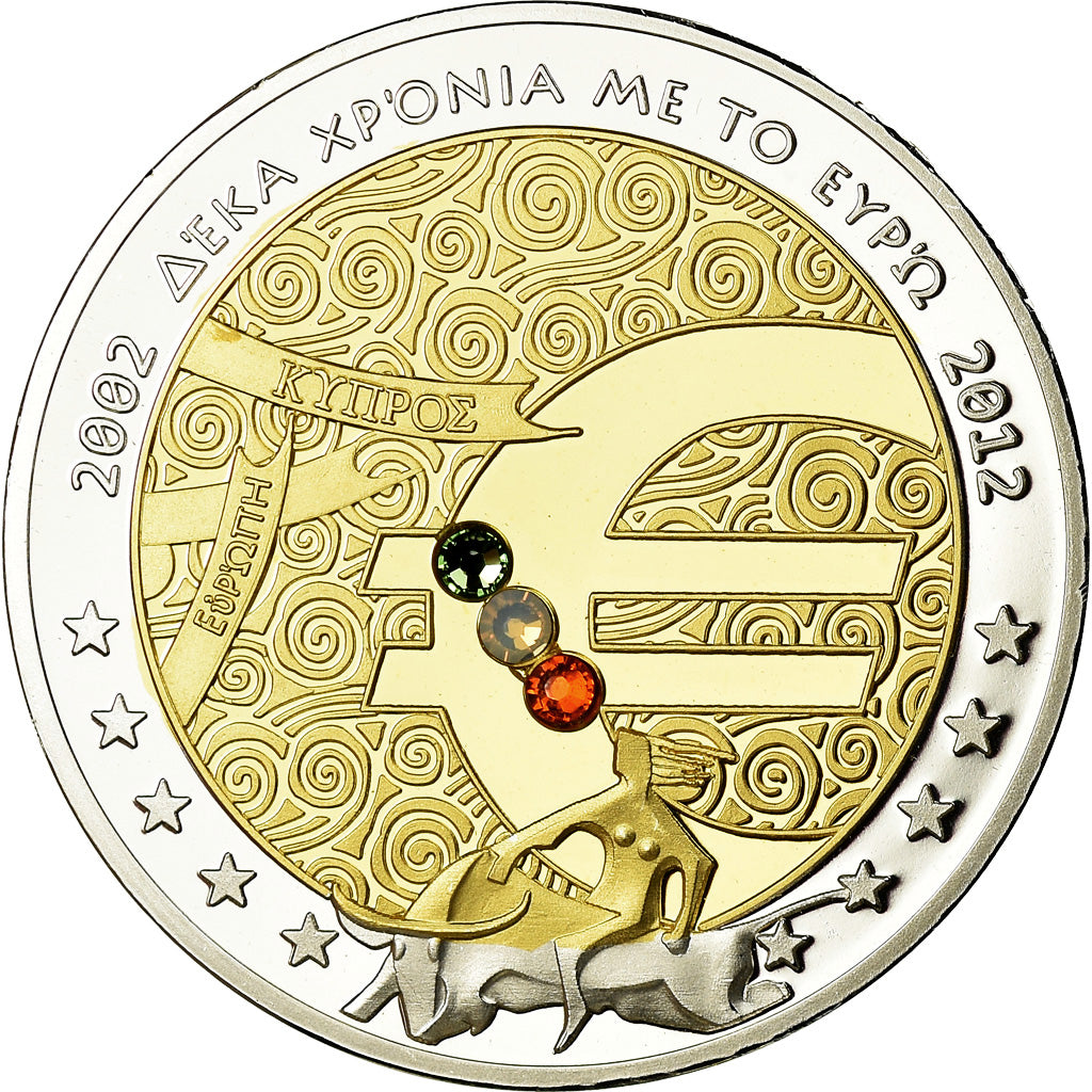 Cyprus, Medal, 10 ans de l'Euro, Politics, Society, War, 2012, MS(65-70), Copper