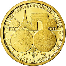 France, Medal, 10ème Anniversaire de l'Euro, 2009, MS(65-70), Gold