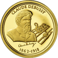 Francja, Medal, Musique, Claude Debussy, Sztuka i Kultura, MS(65-70), Złoto