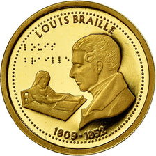 Francja, Medal, Louis Braille, Sztuka i Kultura, MS(65-70), Złoto