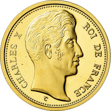 Francja, Medal, Reproduction, 100 Francs Essai, Charles X, MS(65-70), Złoto