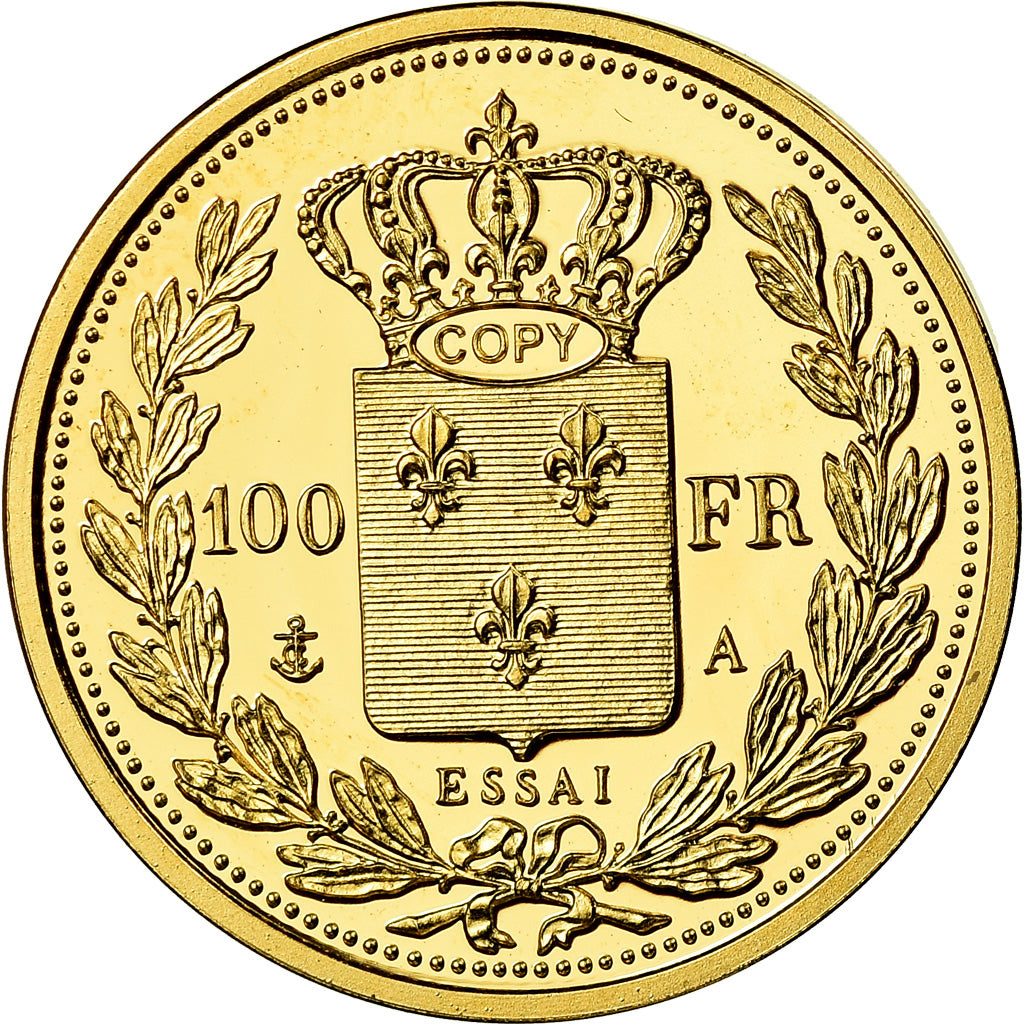 France, Medal, Reproduction, 100 Francs Essai, Charles X, MS(65-70), Gold