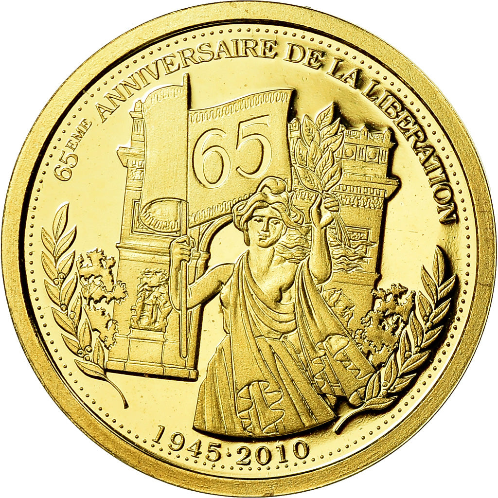 France, Medal, 65ème Anniversaire de la Libération, History, MS(65-70), Gold