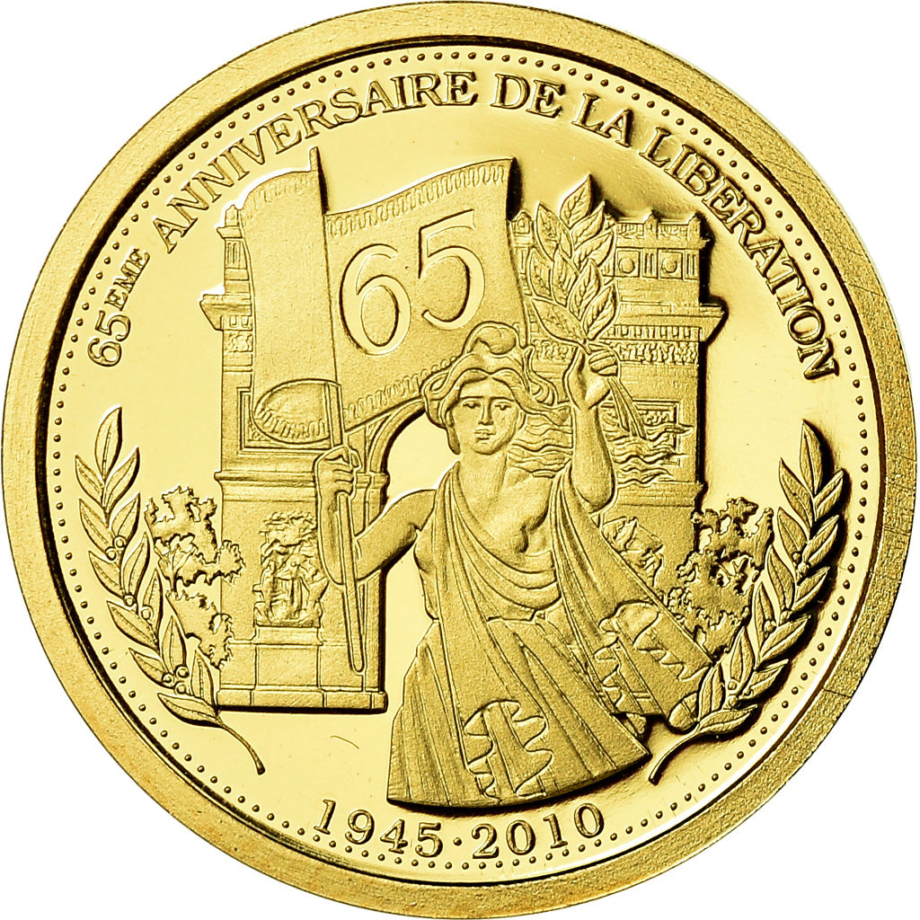 France, Medal, 65ème Anniversaire de la Libération, History, MS(65-70), Gold