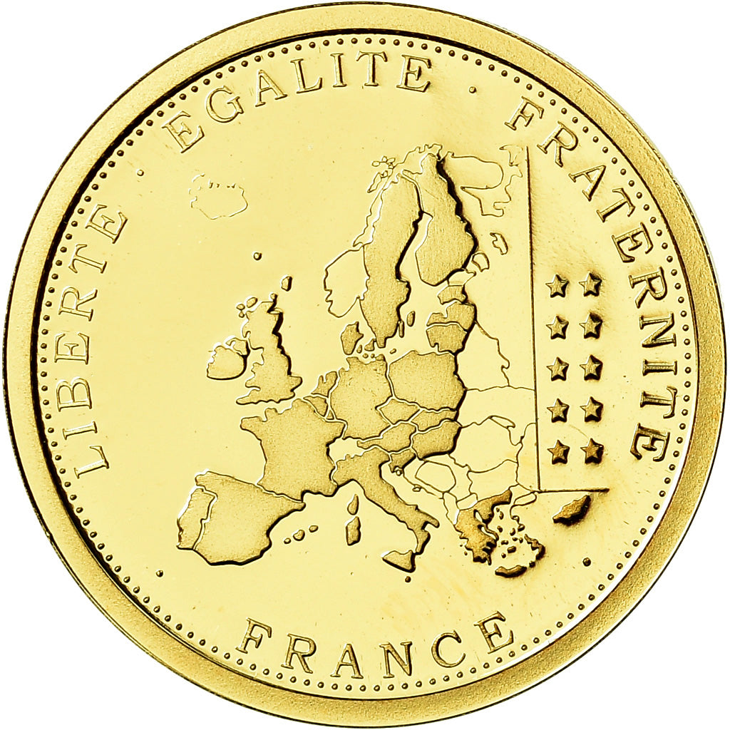 France, Médaille, 10ème Anniversaire de l'Euro, Tour Eiffel, FDC, Or