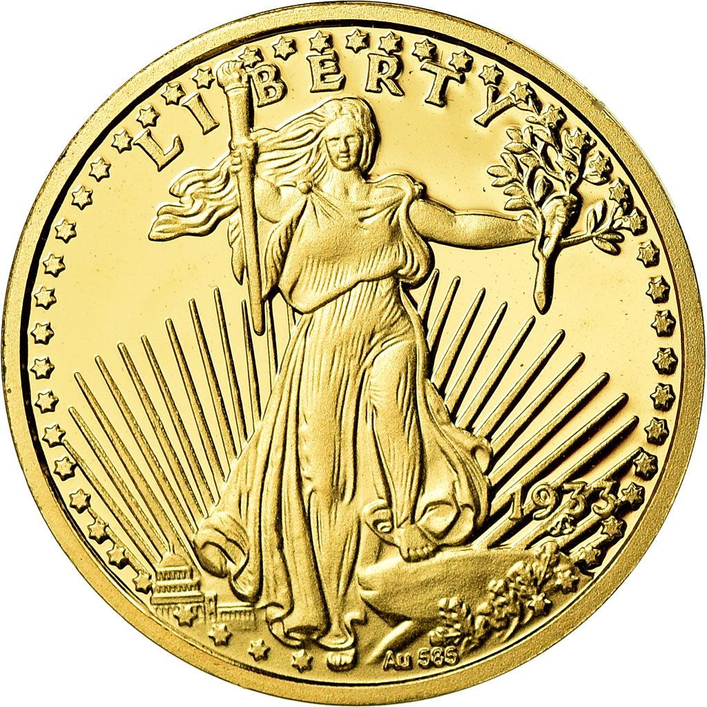 France, Medal, Reproduction Twenty Dollars Liberty, MS(65-70), Gold
