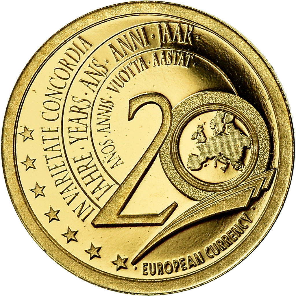 Frankreich, Medaille, 20 Ans de l'Euro, Politics, Society, War, 2018, STGL, Gold