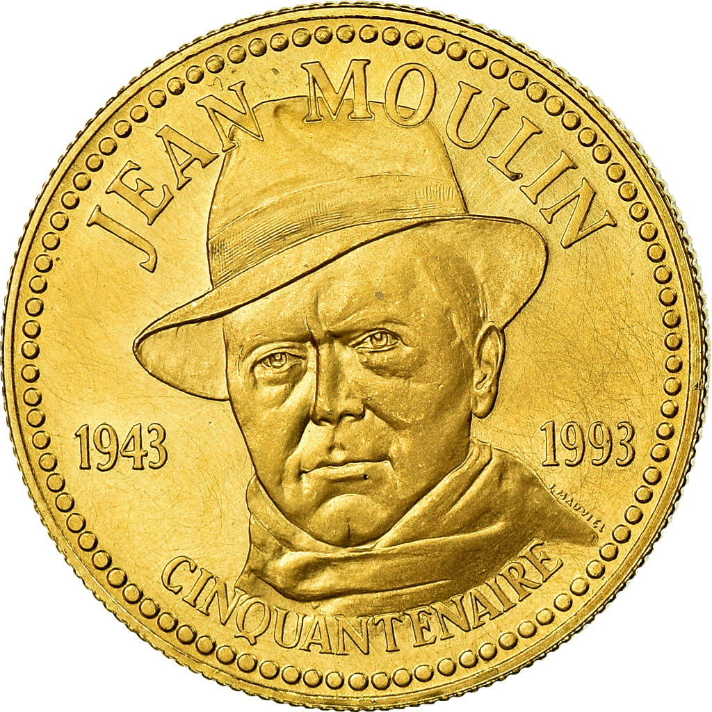 Francia, medaglia, Conseil de la Résistance, Jean Moulin, History, 1993, SPL+