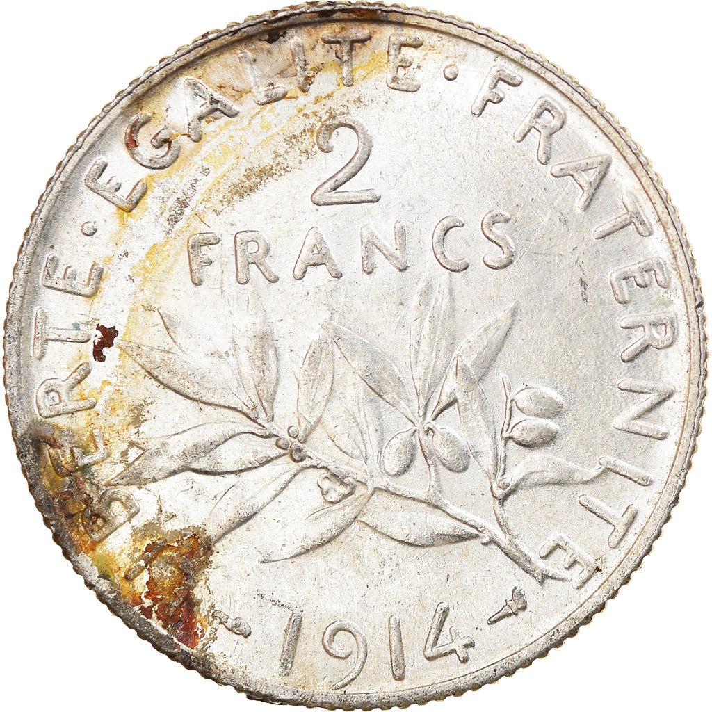 Coin, France, Semeuse, 2 Francs, 1914, Paris, AU(50-53), Silver, KM:845.1