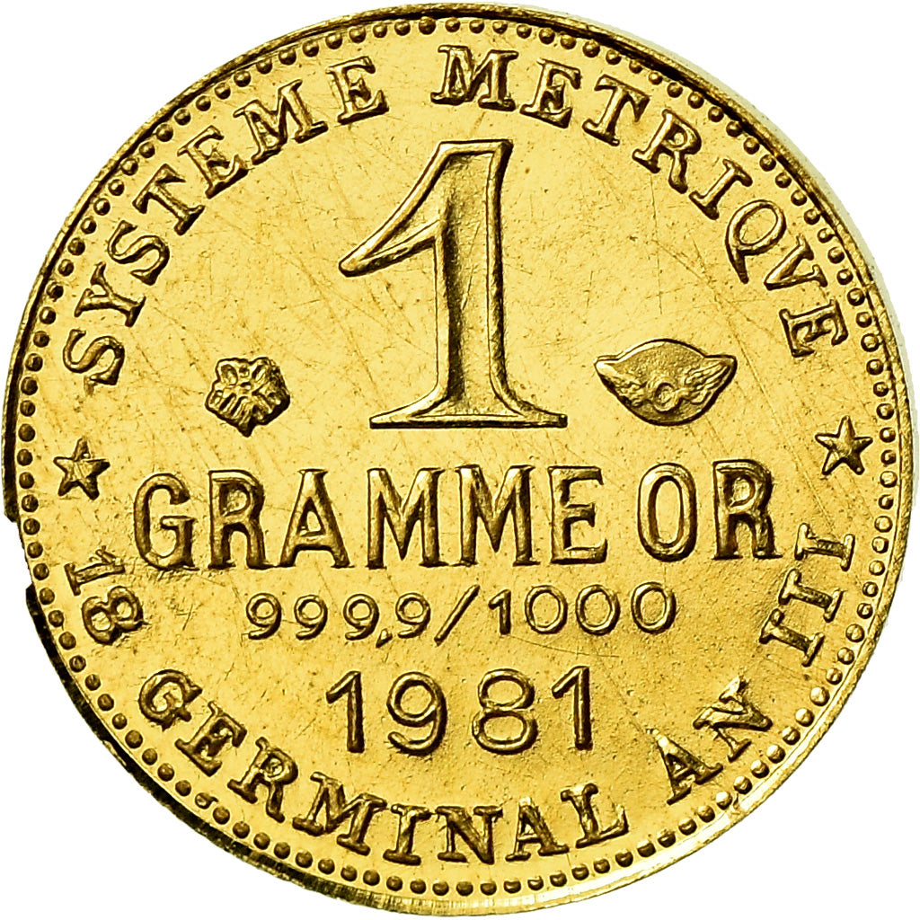 Francia, medaglia, Révolution, 1 Gramme d'or Germinal, History, 1981, SPL+, Oro