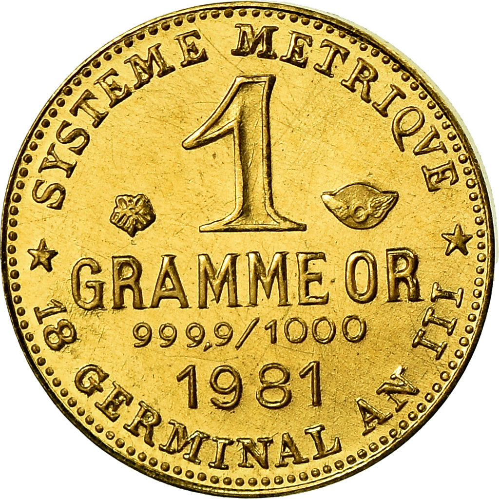 France, Médaille, Révolution, 1 Gramme d'or Germinal, History, 1981, FDC, Or