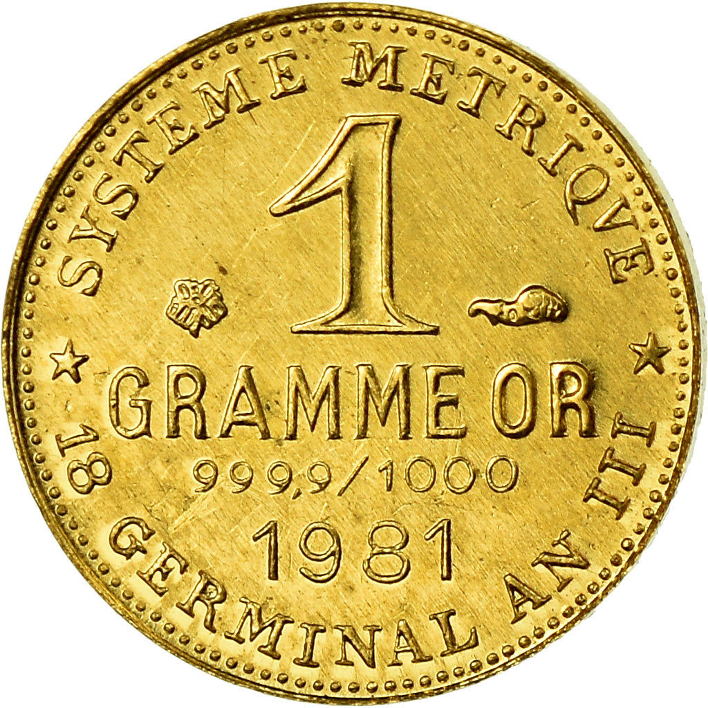 France, Médaille, Révolution, 1 Gramme d'or Germinal, History, 1981, FDC, Or