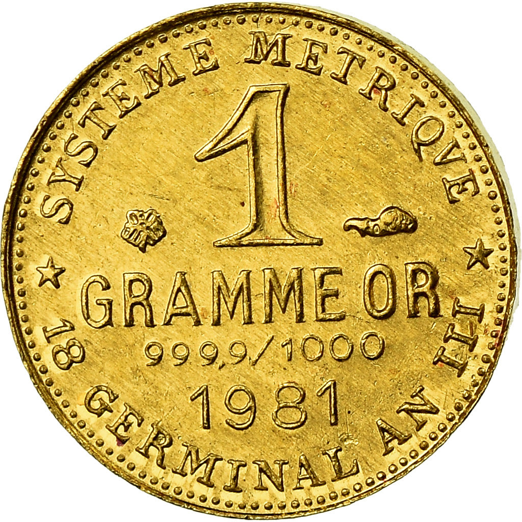 Frankreich, Medaille, Révolution, 1 Gramme d'or Germinal, History, 1981, UNZ+