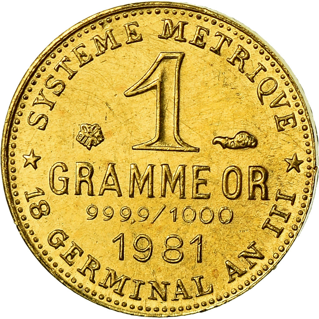 France, Médaille, Révolution, 1 Gramme d'or Germinal, History, 1981, SPL+, Or