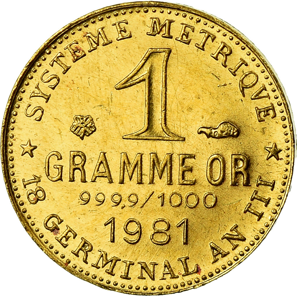 France, Médaille, Révolution, 1 Gramme d'or Germinal, History, 1981, SPL, Or