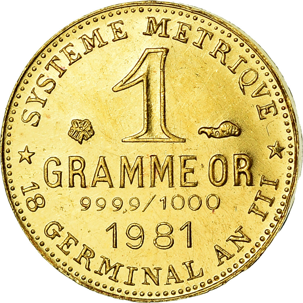 Francia, medaglia, Révolution, 1 Gramme d'or Germinal, History, 1981, SPL, Oro