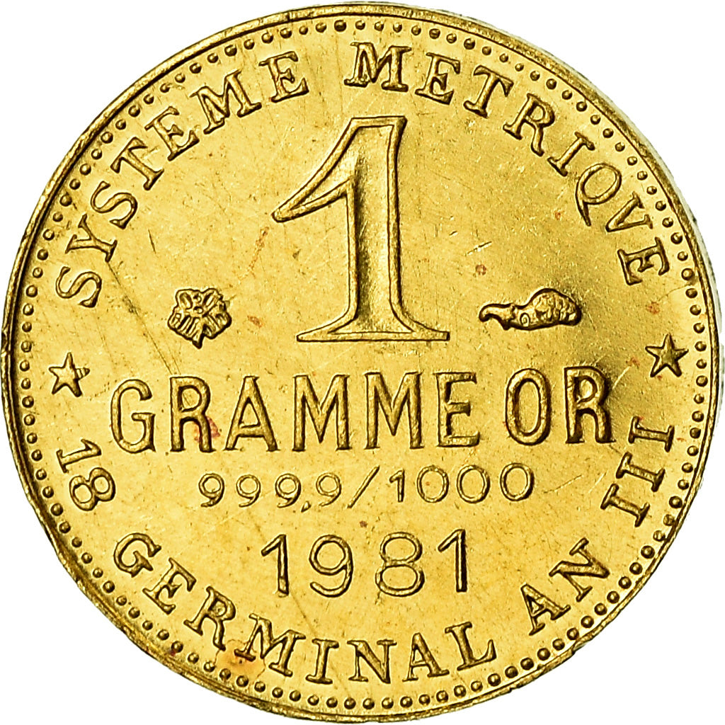 France, Médaille, Révolution, 1 Gramme d'or Germinal, History, 1981, SPL, Or
