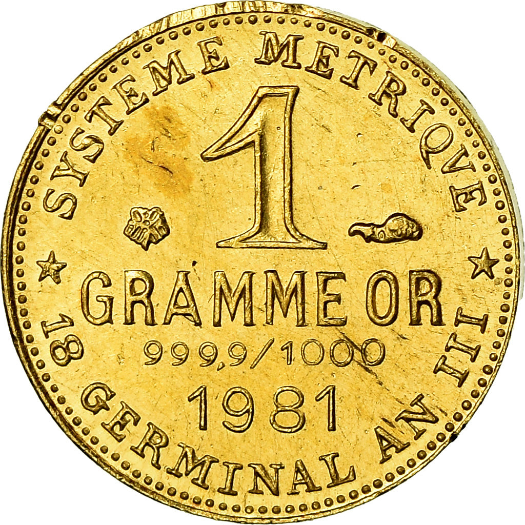 Francia, medaglia, Révolution, 1 Gramme d'or Germinal, History, 1981, SPL, Oro