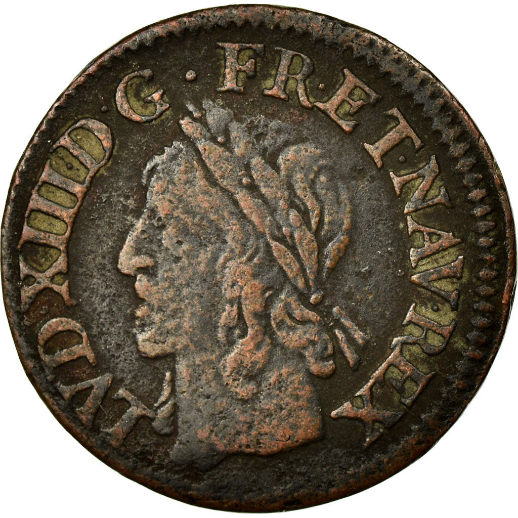 Coin, France, Louis XIII, Double tournois de Warin, tête à gauche, Double