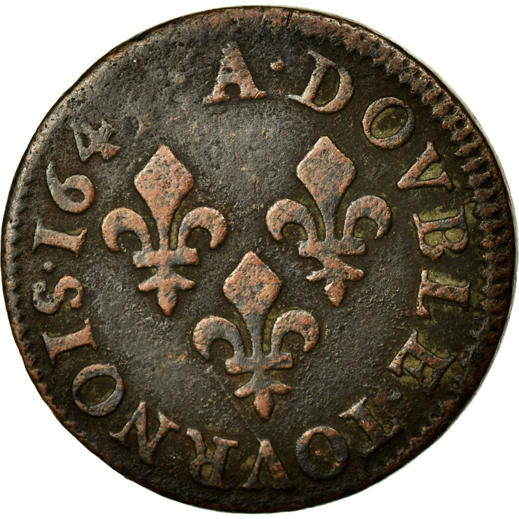 Coin, France, Louis XIII, Double tournois de Warin, tête à gauche, Double