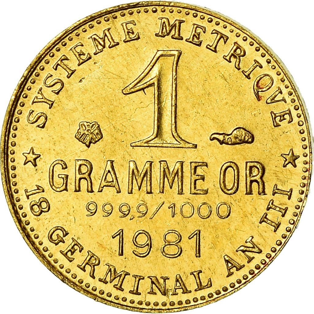 France, Médaille, Révolution, 1 Gramme d'or Germinal, History, 1981, SPL, Or