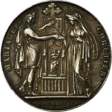 France, Medal, Religion, Mariage Chrétien, Pingret, AU(55-58), Silver