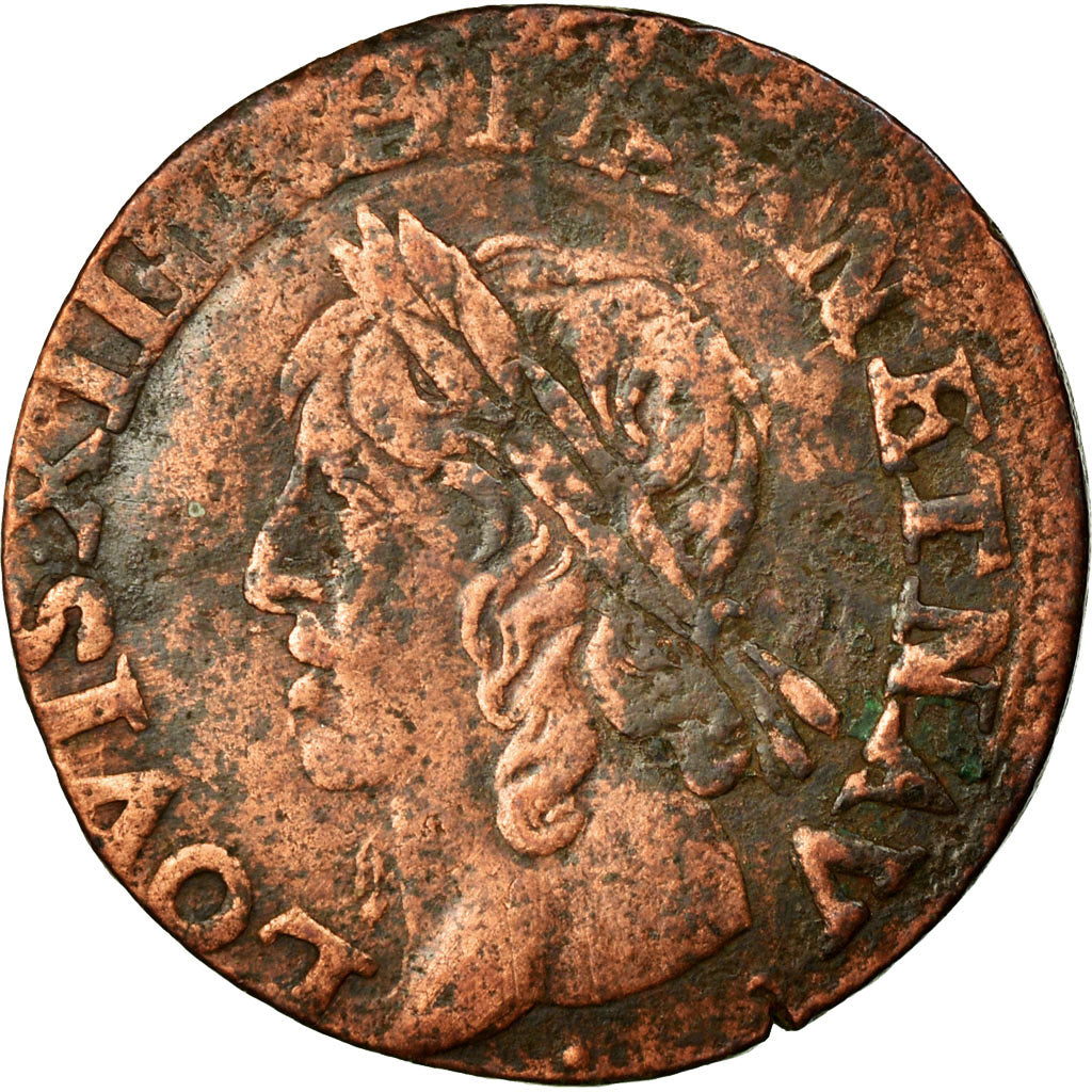 Münze, Frankreich, Louis XIII, Double tournois de Warin, tête à gauche
