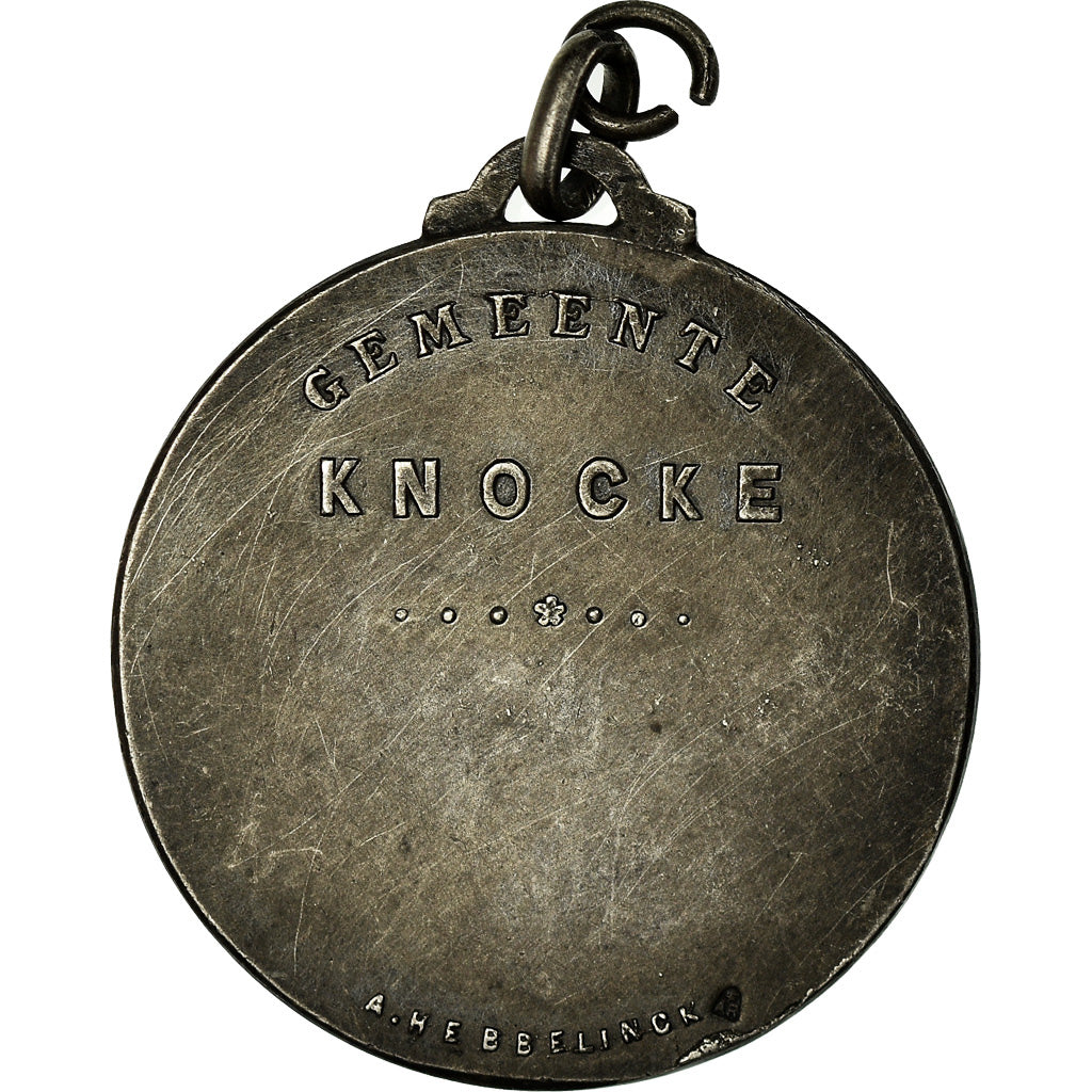 België, Medaille, Art Nouveau, Gemeente, Knocke, Hebbellinck, PR, Zilver