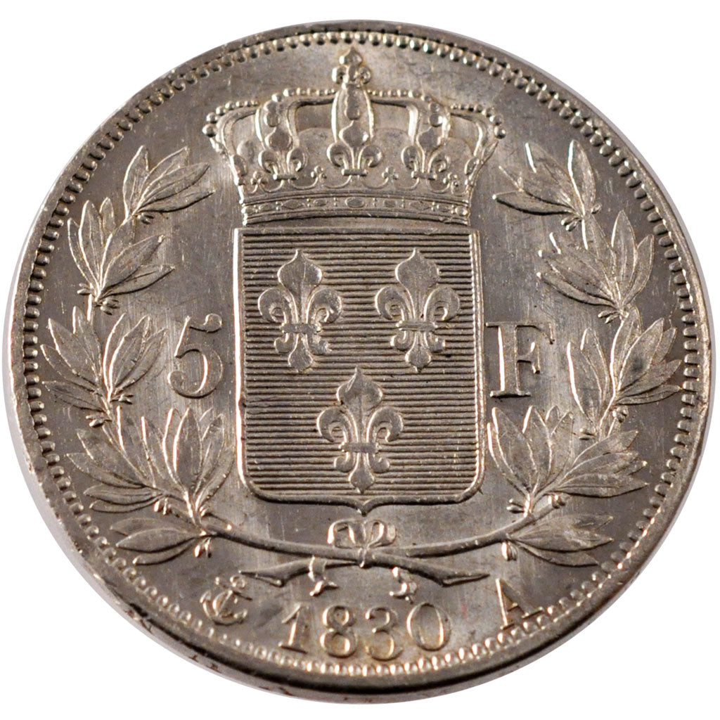 FRANCE, Charles X, 5 Francs, 1830, Paris, KM #728.1, AU(55-58), Silver, Gadoury.
