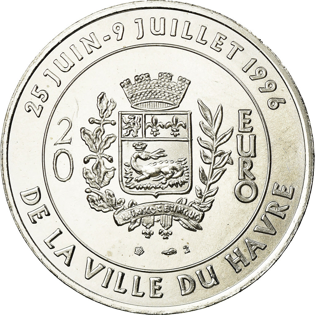 França, Medal, 20 Euro, Ville du Havre, Pont de Normandie, 1996, MS(63), Prata